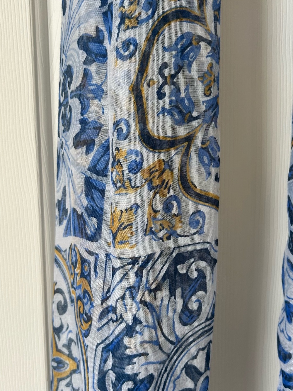 Blue and Gold Paisley Design Scarf - Picture 6 of 6
